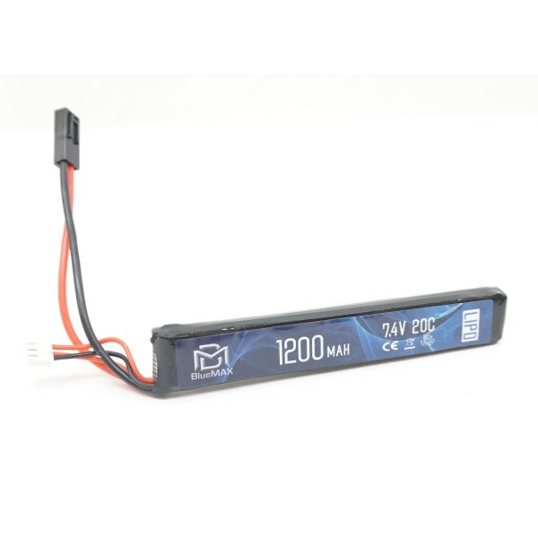 Аккумулятор BlueMAX Li-Po 7.4V 1200mah 20C, 128x21x13 мм (стик)